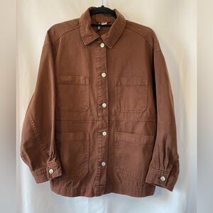 Divided By H&M Chocolate Brown Workwear Shacket Over Shirt Small Relaxed Unisex